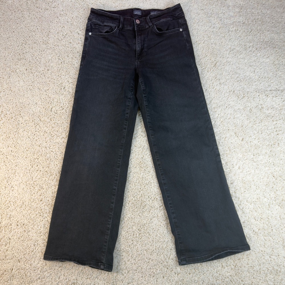 J. Jill High Rise Full Leg Jeans Women 6P Black Wide Leg Petite Denim Pants